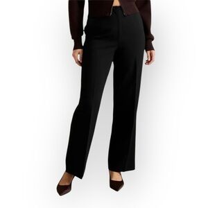 Ever New Wide Leg High Rise Black Pants Trousers 10 Full Length
